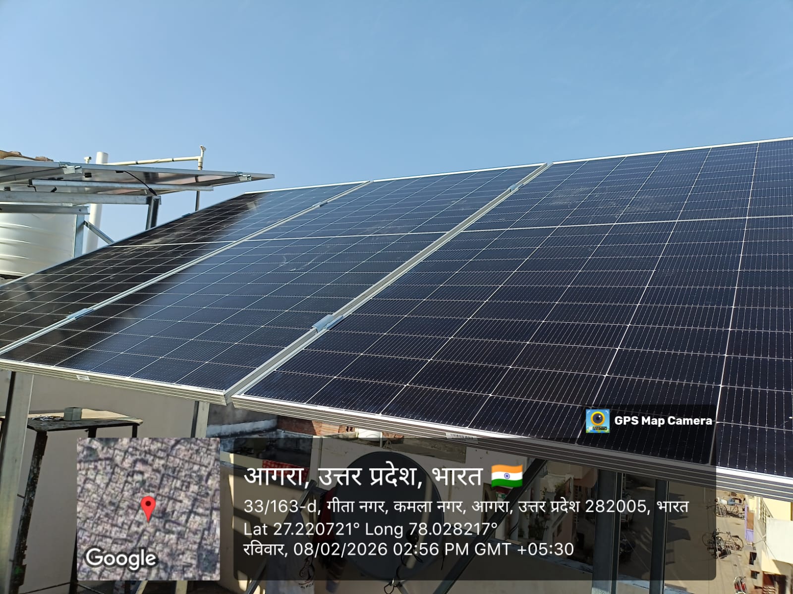Residential solar panels on flat terrace – Agra